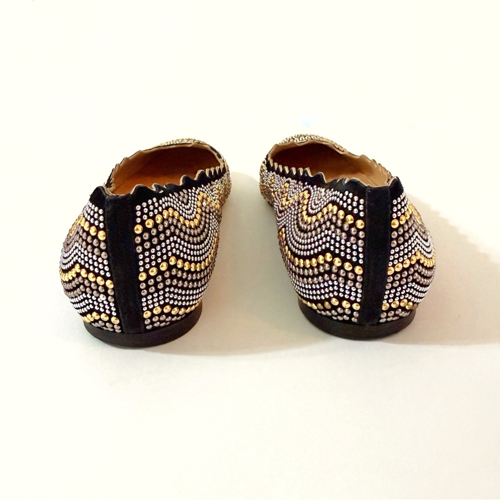 CHLOE LAUREN SILVER GOLD BLACK STUDDED BALLET FLATS - Picture 3 of 10